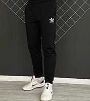 Спортивные штаны мужские Adidas весенние осенние черные | Брюки двунитка весна осень Адидас ЛЮКС качества