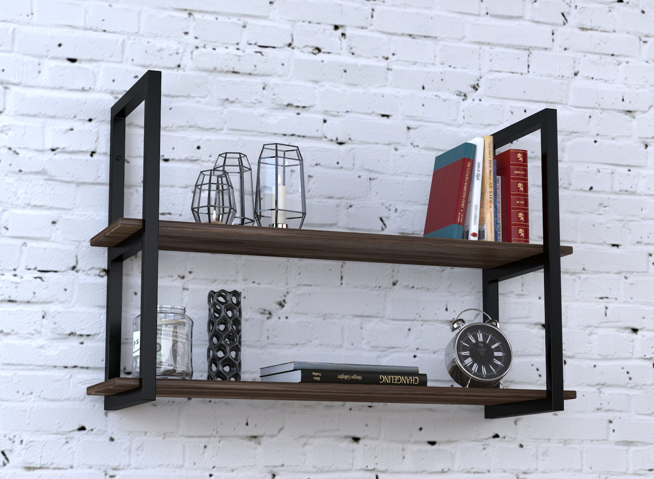 Полиця PL-2-16 Loft Design Горіх Модена 92 см Чорний