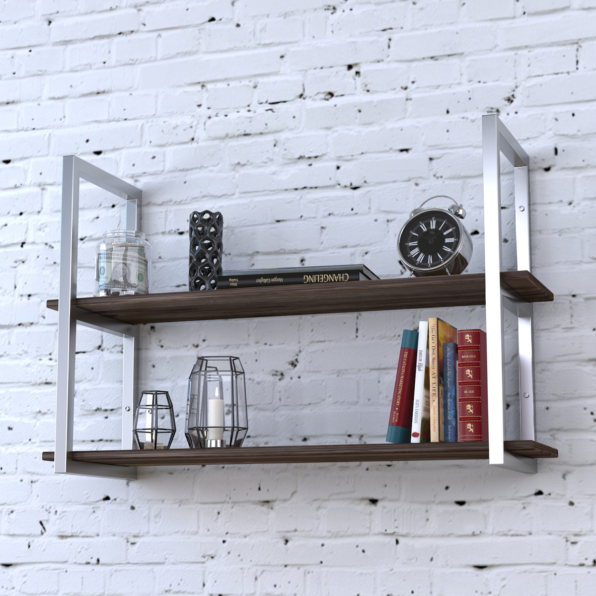 Полиця PL-2-16 Loft Design Горіх Модена 92 см Сріблястий