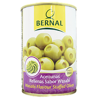 Оливки без кістки фаршировані васабі Бернал Bernal wasabi ж/б 120/292g 15шт/ящ (Код: 00-00013743)