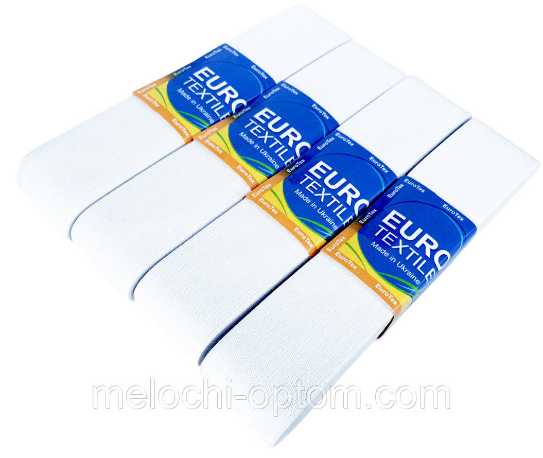 Гумки для одягу "EuroTextile" (40mm/5m) білі, тасьма еластична поліестер