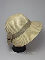 Соломенная пляжная шляпа капор с бантом 56-57.