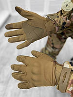 Тактические зимние сенсорные перчатки софтшел на флисе Койот / Теплые армейские перчатки для ВСУ (арт. 13111)