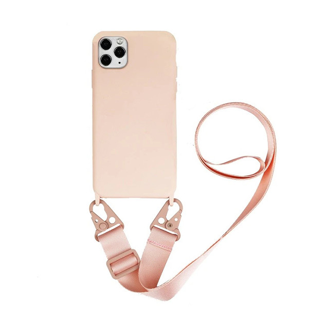 Силіконовий чохол на шнурку Crossbody для iPhone 12 Pro (01) Pink Sand пудра
