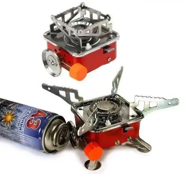 Туристична похідна портативна газова плита-пальник, примус, таганок K-202, газова плитка з чохлом, фото 1