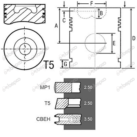Поршень 105мм двигуна Perkins  1103C-33 1104D-44T 1104D-44TA 1104C-44 1103D-33