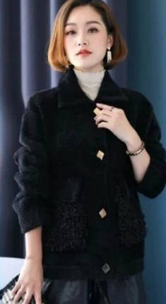 Жіноча куртка з вовни альпака з накладними кишенями Чорна, фото 2