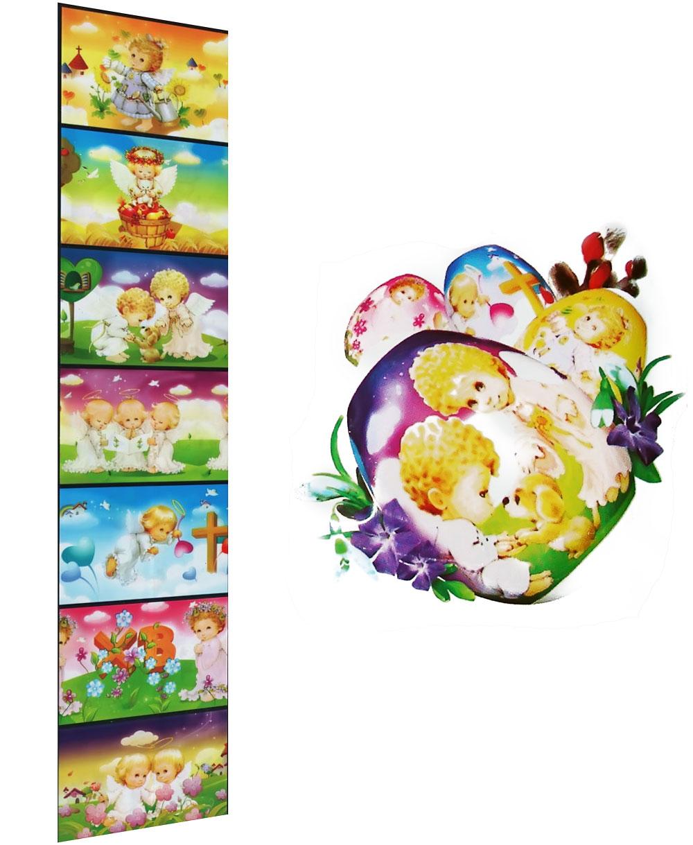 Термоетикетка для великодніх яєць / великодня стрічка "Янголятки" (для 7 яєць), фото 1