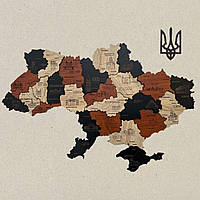 Деревянная карта Украины многослойная 3D - Калина - Настенная/Декоративная
