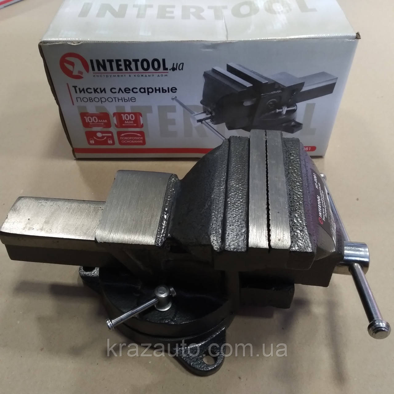 Лещата слюсарні поворотні 100 мм INTERTOOL HT-0081, фото 1