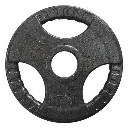Диск для олімпійської штанги з хватами млинець для штанги на олімпійський гриф Newt 5 кг діаметр 52 мм чорний, фото 2