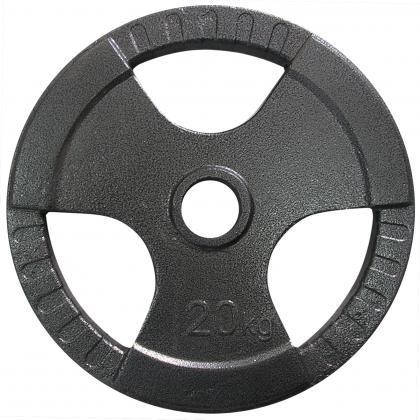 Диск для олімпійської штанги з хватами млинець для штанги на олімпійський гриф Newt 20 кг діаметр 52 мм чорний, фото 2