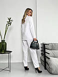 Білий жіночий класичний костюм-трійка - піджак, брюки і топ, фото 7