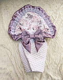 Демісезонний мереживний плюшевий конверт для новонароджених, аметист, фото 3