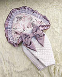 Демісезонний конверт + комбінезон на виписку, плюшевий з мереживом, аметист, фото 4