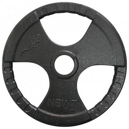Диск для олімпійської штанги з хватами млинець для штанги на олімпійський гриф Newt 25 кг діаметр 52 мм чорний, фото 3