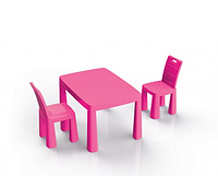 Столик і два стільчики ТМ "Долоні" Набір дитячих пластикових рожевих меблів