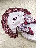 Літній мереживний плюшевий конверт для новонароджених, бордо, фото 2