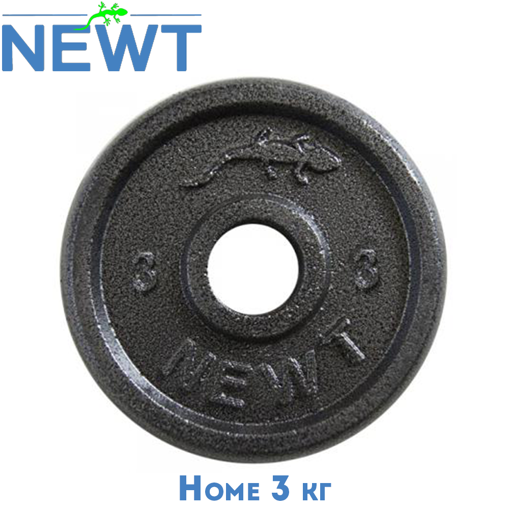 Блін для гантелі металевий диск сталевий для гантелі блін на гантель Newt Home 3 кг діаметр 28 мм чорний