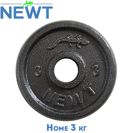 Блін для гантелі металевий диск сталевий для гантелі блін на гантель Newt Home 3 кг діаметр 28 мм чорний, фото 1