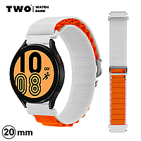 Ремешок для Samsung Galaxy Watch 4 40mm / 44mm нейлоновый Белый с оранжевым