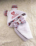 Демісезонний конверт + комбінезон з вишивкою "маленька Українка" для новонароджених дівчаток, фото 2