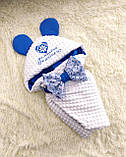 Демісезонний конверт + комбінезон для новонароджених хлопчиків, вишивка маленький Українець, фото 2