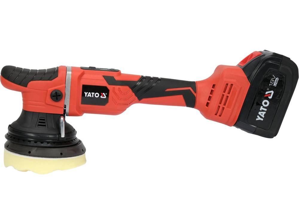 Полірувальна машина акумулятор. Li-Ion 18 В/6 Ач (2100-5000об/х) диск Ø = 125мм ексц. 15мм Yato YT-82924, фото 1