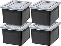 Пластиковая корзина органайзер для файлов с прочной и надежной защелкивающейся крышкой - 4 штуки