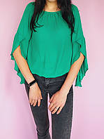 Блуза с фигурными рукавами Boohoo Зеленая 48, XL