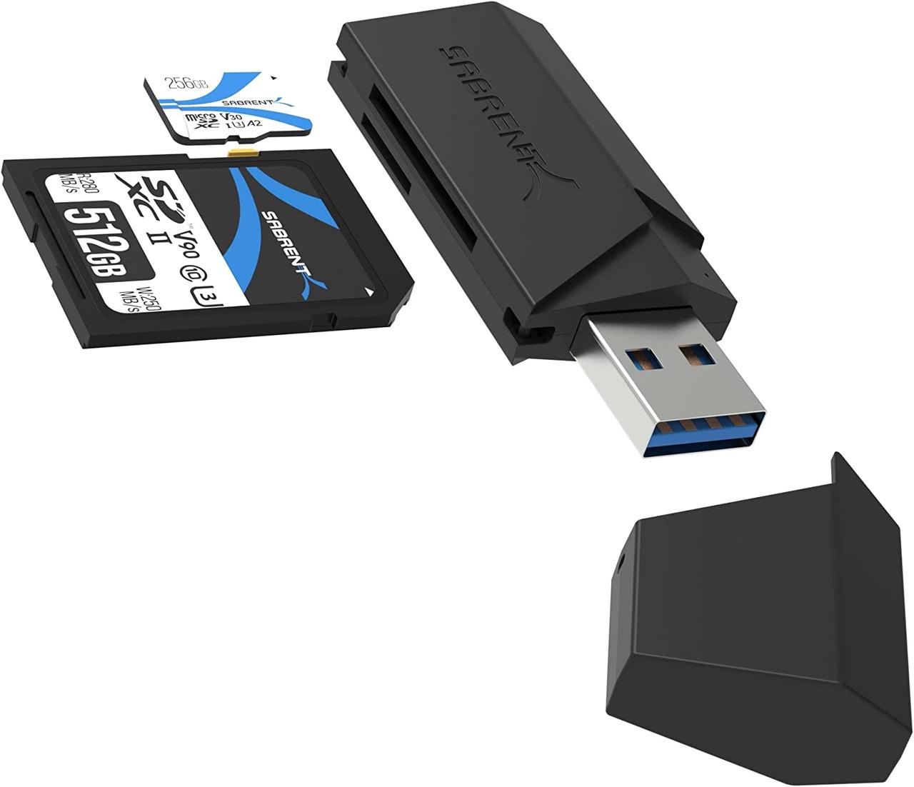 Пристрій для читання карт флеш-пам'яті SABRENT SuperSpeed 2 з роз'ємом USB 3.0 для Windows, Mac, Linux
