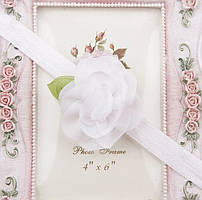 Дитяча пов'язка біла - розмір універсальний (на резинці), розмір квітки 5,5 см