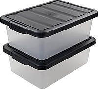 Пластиковый ящик для хранения из 2 упаковок с черной крышкой 14 л