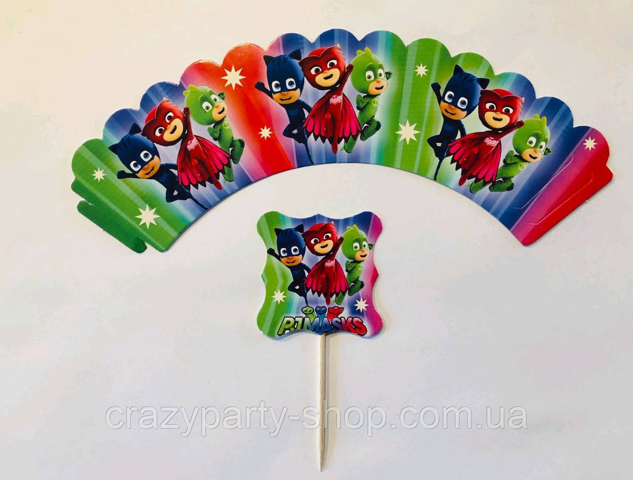 Топпери та обгортки для капкейків  Герої в масках 5 шт, фото 1