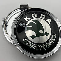 Колпачок Skoda 75 мм 70 мм черные с зеленым логотипом для дисков MERCEDES