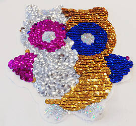 Аплікація пришивная Совушка 22*18см паєтки перевертиши