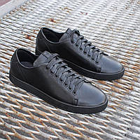 Молодежные кожаные мужские туфли черные весна осень кожаные Ed-Ge. Спортивные туфли весенние из кожи черные