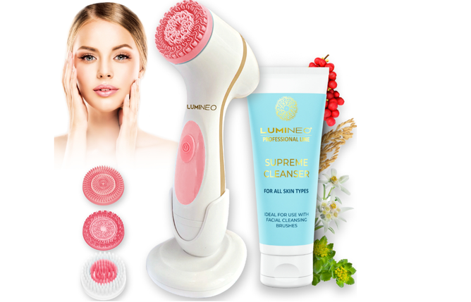 Щіточка для очищення обличчя Lumineo Brush pink + гель-спа, фото 1