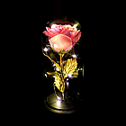 Вічна троянда в колбі 20 см, з LED підсвічуванням, Рожева, №A54 + Подарунок Кулон I Love you / Стабілізована троянда, фото 3