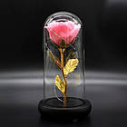 Вічна троянда в колбі 20 см, з LED підсвічуванням, Рожева, №A54 + Подарунок Кулон I Love you / Стабілізована троянда, фото 4