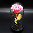 Вічна троянда в колбі 20 см, з LED підсвічуванням, Рожева, №A54 + Подарунок Кулон I Love you / Стабілізована троянда, фото 5