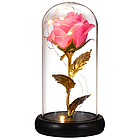 Вічна троянда в колбі 20 см, з LED підсвічуванням, Рожева, №A54 + Подарунок Кулон I Love you / Стабілізована троянда, фото 8