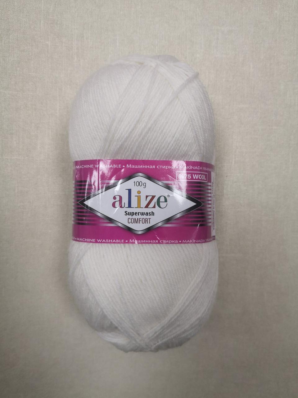 Пряжа Alize Superwash Comfort Socks цвет 55 белый, 1 моток 100г - фото 4 - id-p1780854683