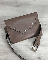 Женская кожаная сумка-клатч на пояс кофейного цвета Welassie