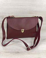 Женская сумка-клатч с ремнем на плечо «Виола» экокожа бордового цвета Welassie