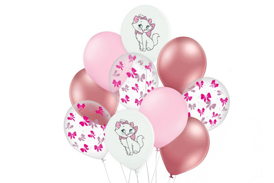 Набір повітряних куль Кішечка Мері білий, рожевий, хром 10 шт. в уп. 251-9210 - фото 1 - id-p1780526511