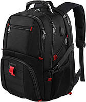 Великий рюкзак для ноутбука 17 дюймів - 50 л, водонепроникна сумка з USB-портом для заряджання, Чорний