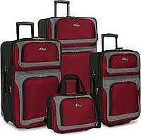 Легкий расширяемый дорожный чемодан на колесиках US Traveler New Yorker, темно-красный, 4 предмета (15/21/25/2