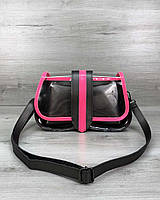 Стильная прозрачная сумка с черной косметичкой для девушек «Miranda» малиновая Welassie