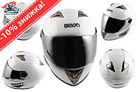 Шлем-интеграл (mod:B-500) (size:XL, белый, зеркальный визор) BEON